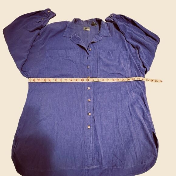 Vintage Lizwear Purple crinkly cotton long sleeve button up shirt size Large - Picture 9 of 11